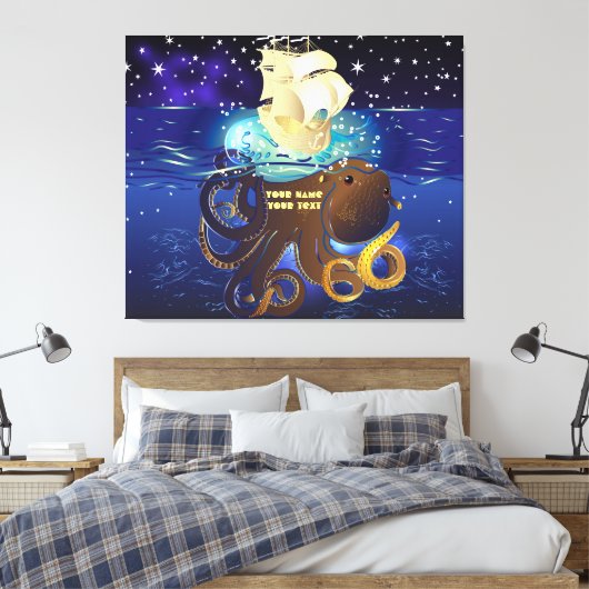 Octopus Huge en Caravella Canvas Afdruk (Insitu (Slaapkamer))