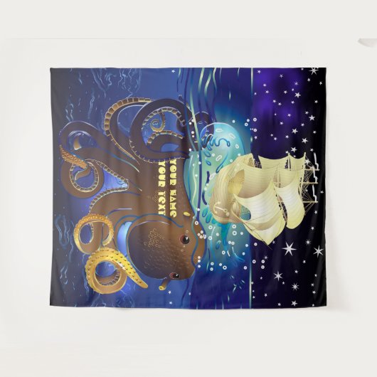 Octopus Huge en Caravella Wandkleed (Voorkant (horizontaal))