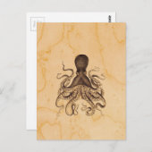 Octopus Illustratie in Browns Briefkaart (Voorkant / Achterkant)