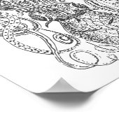 Octopus Illustratie in zwart-wit Poster (Hoek)