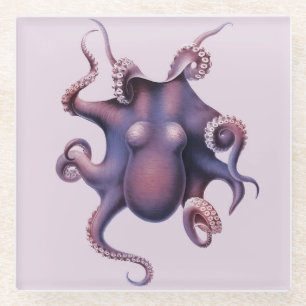 Octopus Illustration Poster Glazen Onderzetter
