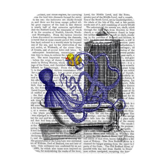 Octopus in Bath 2 Magneet (Verticaal)