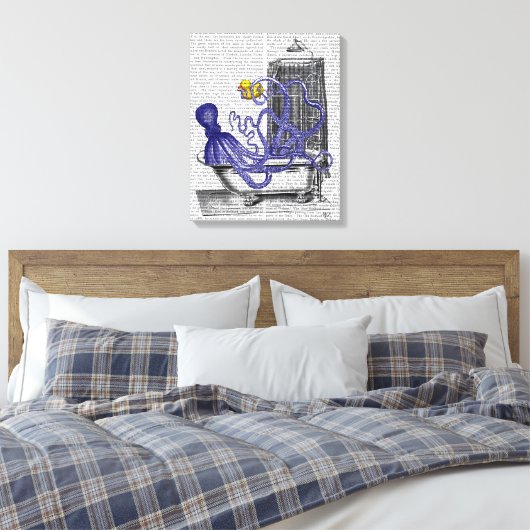 Octopus in Bath Canvas Afdruk (Insitu (Slaapkamer))