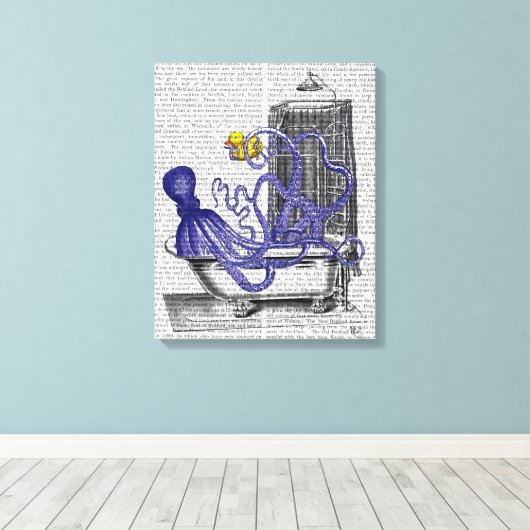 Octopus in Bath Canvas Afdruk (Insitu (Houten vloer))
