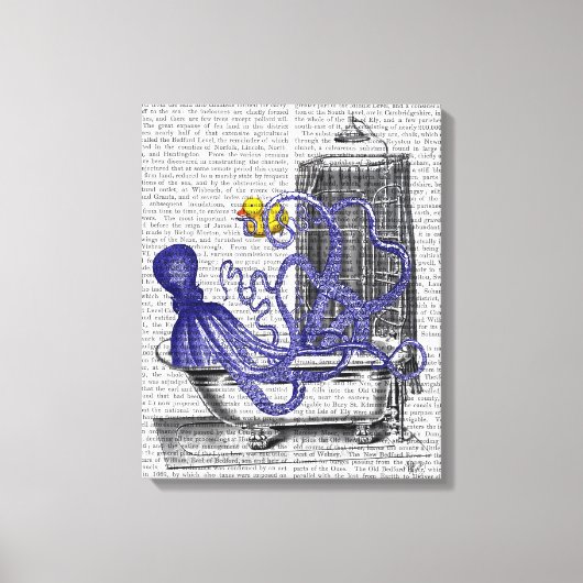 Octopus in Bath Canvas Afdruk (Voorkant)