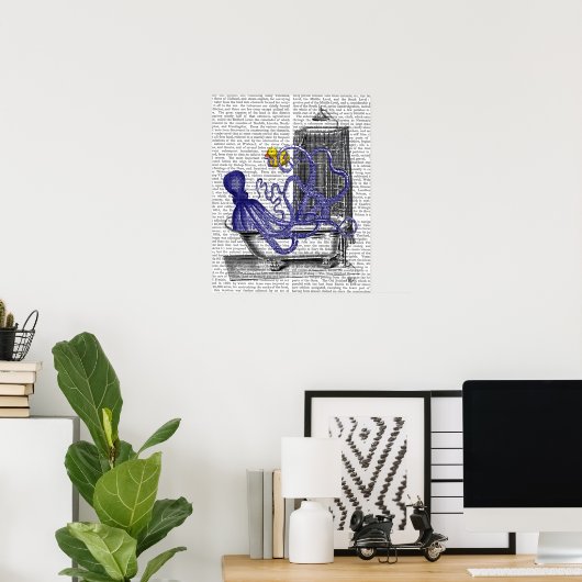 Octopus in Bath Poster (Thuiskantoor)