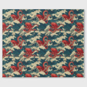 Octopus in de golven van de oceaan cadeaupapier (Vlak)