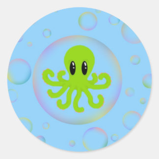 Octopus in een bubbel ronde sticker