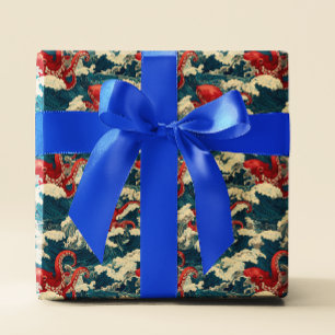 Octopus in oceaangolven cadeaupapier