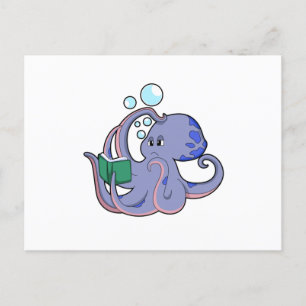 Octopus in Reading met boek Briefkaart