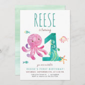 Octopus Invitation d'anniversaire (Devant / Derrière)