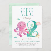Octopus Invitation de deuxième anniversaire (Devant / Derrière)