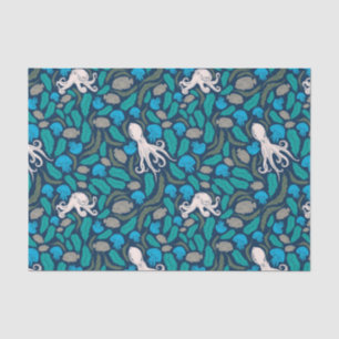 Octopus Jellyfish Blauwgroen Blauw Patroon Tissuepapier
