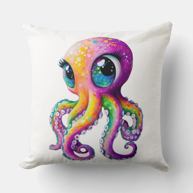 Octopus Kawaii-stijl met grote sprankelende ogen. Kussen (Voorkant)