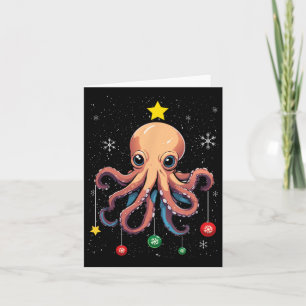 Octopus Kerstboom Kerst Pyjama Cute Anima Kaart