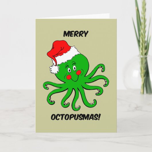 Octopus Kerstmis Feestdagen Kaart (Voorkant)