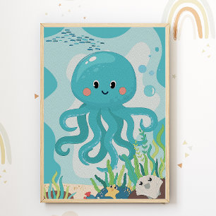 Octopus-kinderkamerposter voor kinderenkamer poster