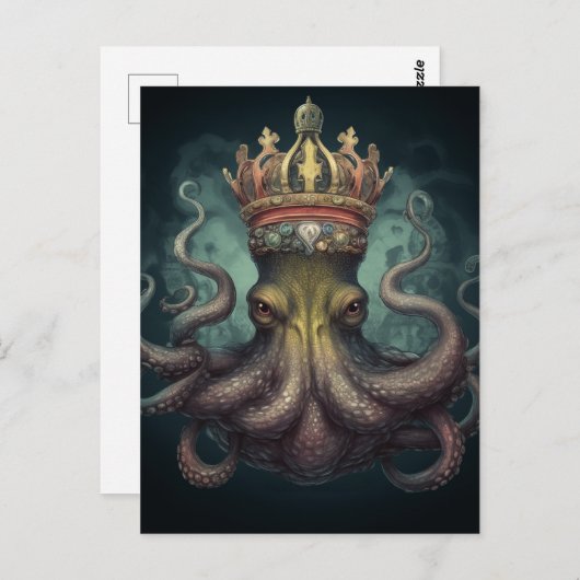Octopus King Fantasy Briefkaart (Voorkant / Achterkant)