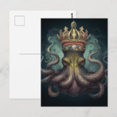 Octopus Koning Fantasie Briefkaart (Voorkant / Achterkant)
