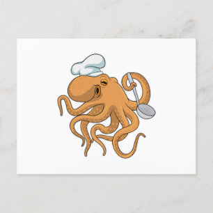 Octopus Kook Chef hoed Briefkaart