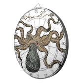 Octopus Kraken Antiek Kust Mariene Wilde Dieren Dartbord (Voorkant Rechts)