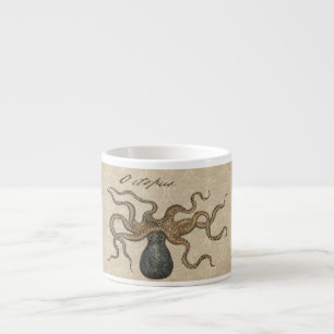 Octopus Kraken Antiek Kust Mariene Wilde Dieren Espresso Kop