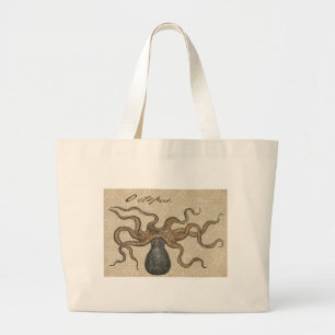 Octopus Kraken Antiek Kust Mariene Wilde Dieren Grote Tote Bag