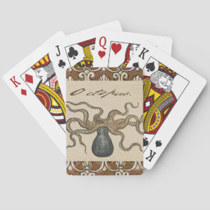 Octopus Kraken Antiek Kust Mariene Wilde Dieren Pokerkaarten
