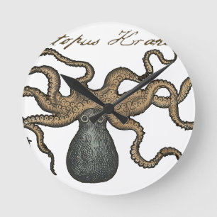 Octopus Kraken Antiek Kust Mariene Wilde Dieren Ronde Klok