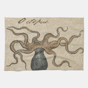 Octopus Kraken Antiek Kust Mariene Wilde Dieren Theedoek