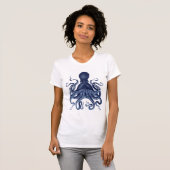 Octopus, Kraken, , gegraveerd, nautisch, ma T-shirt (Voorkant volledig)