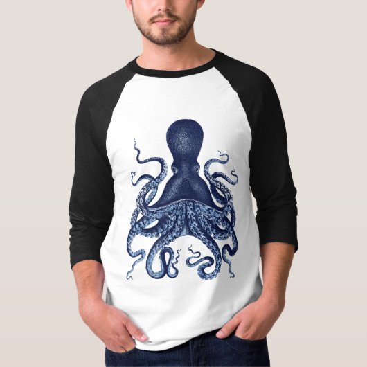 Octopus, Kraken, graven, waterverf T-shirt (Voorkant)