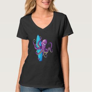 Octopus Kraken heeft een surfplank surfstrand zon T-shirt