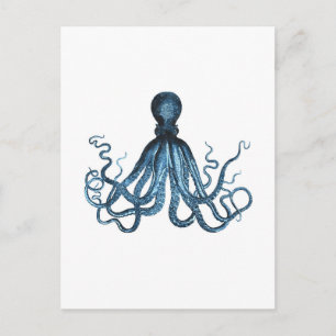 Octopus kraken nautische kustoceaanblauw zee briefkaart