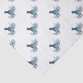 Octopus kraken nautische kuststrook: blauw tissuepapier (Detail)