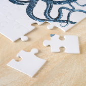 Octopus kraken nautische kuststrook strand blauw legpuzzel (Zijkant)