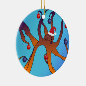 Octopus Kunst Prettig Kerstfeest Keramisch Ornament (Rechts)