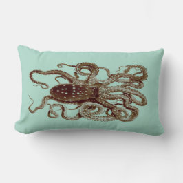  octopus kussen, blauw en bruin kussen