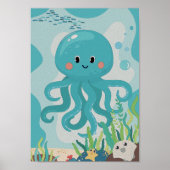 Octopus kweekkamer print kinderkamer poster (Voorkant)