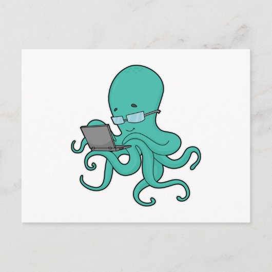 Octopus Laptop Briefkaart (Voorkant)