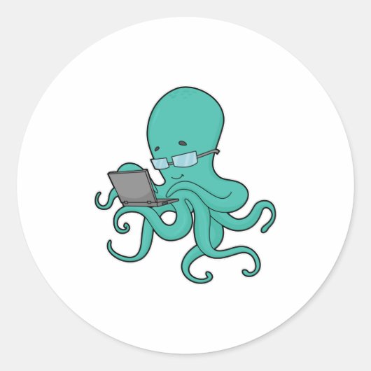 Octopus laptop ronde sticker (Voorkant)