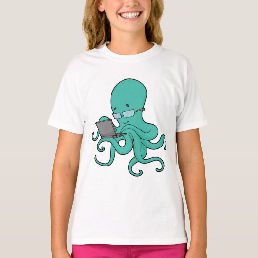 Octopus laptop t-shirt (Voorkant)