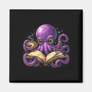 Octopus leest boek koffieliefhebber boekenliefhebb magneet