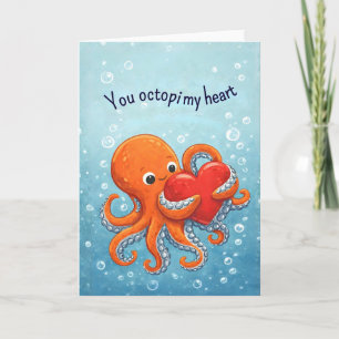 Octopus liefhebber Schattige Valentijn Feestdagen Kaart