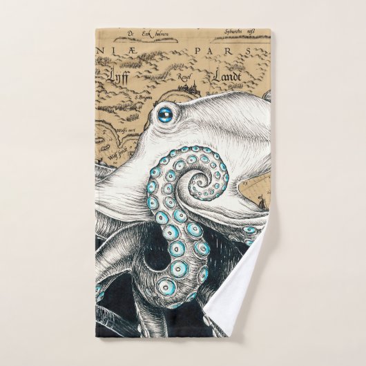 Octopus  Map Beige Bad Handdoek (Handdoek)