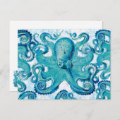 Octopus Marine Life Ocean Animals Beach Nauto Briefkaart (Voorkant / Achterkant)