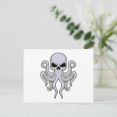 Octopus met 8 armen en schedel briefkaart (Staand voorkant)
