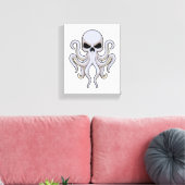 Octopus met 8 armen en schedel canvas afdruk (Insitu (Woonkamer))