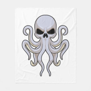 Octopus met 8 armen en schedel fleece deken