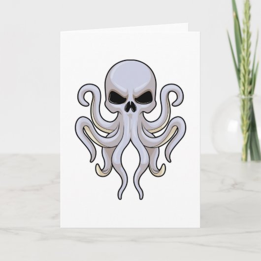 Octopus met 8 armen en schedel kaart (Voorkant)